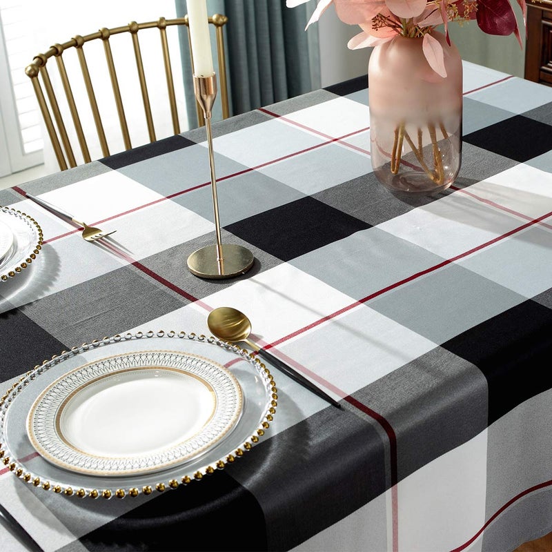 SASTYBALE Rectangle Tablecloth Plaid Style Polyester Table Cloth(Rectangle/Oblong, 60" x 84" (6-8 Seats),Grey) - Image 4